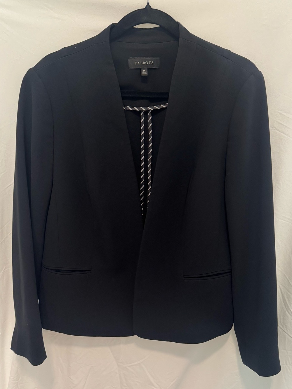 Talbots Black Open-Front Blazer with Shawl Collar